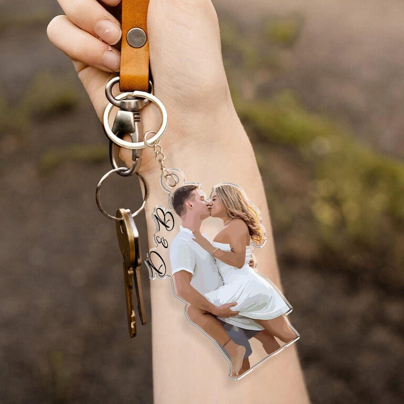 Anniversary Gift for Him, Custom Photo Keychain, Couple Keychain,Mothers Days Gift Keychain, Photo Keychains, Gift for Boyfriend, Drive Safe