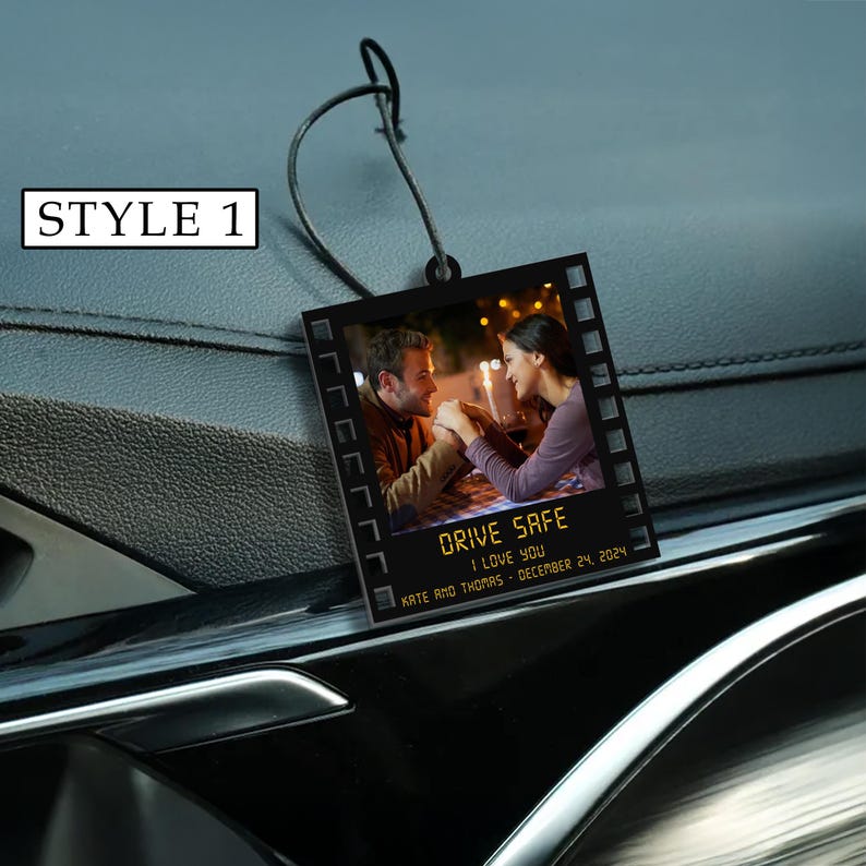 Personalized Photo Car Ornament, Drive Safe Keepsake Gift