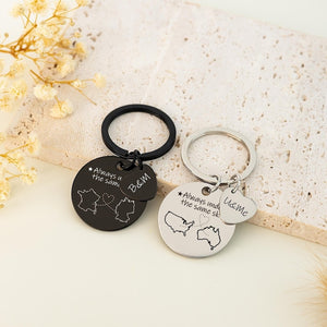 Custom Two Map Keychain,Always Under The Same Sky,Long Distance Relationship Gift,Going Away Gift,Couple Graduation Gift,Gift for Friend
