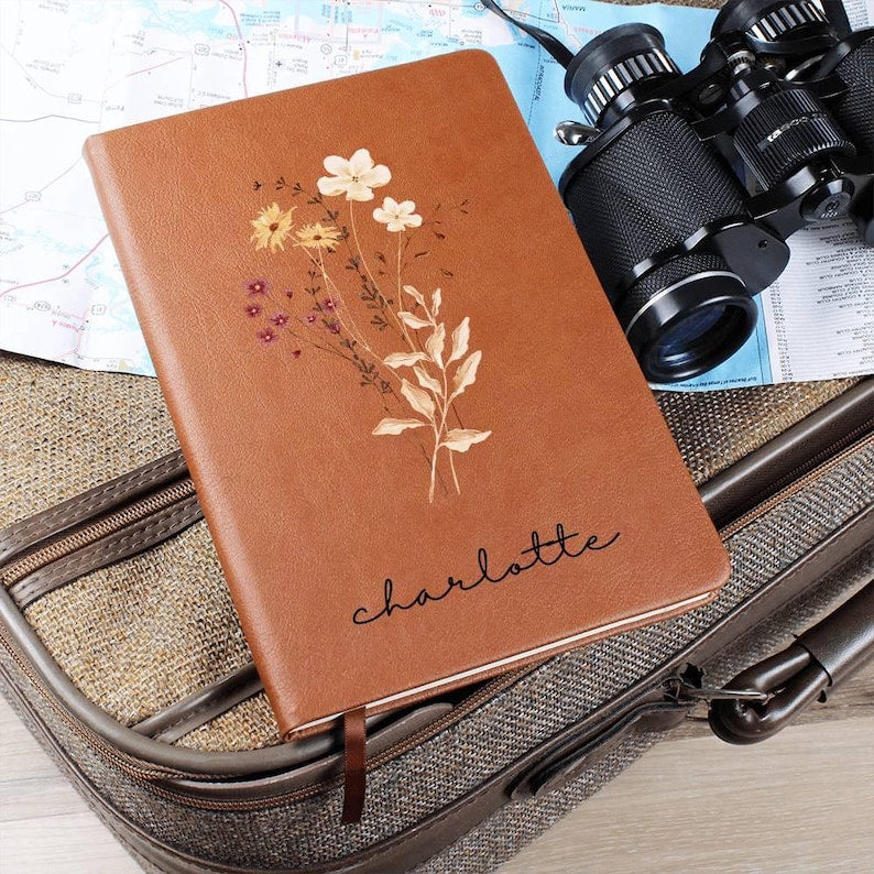 Wildflower Personalized Journal Custom Notebook For Women Personalized Gift For Her Floral Gratitude Journal Bridesmaid Gift For Mom