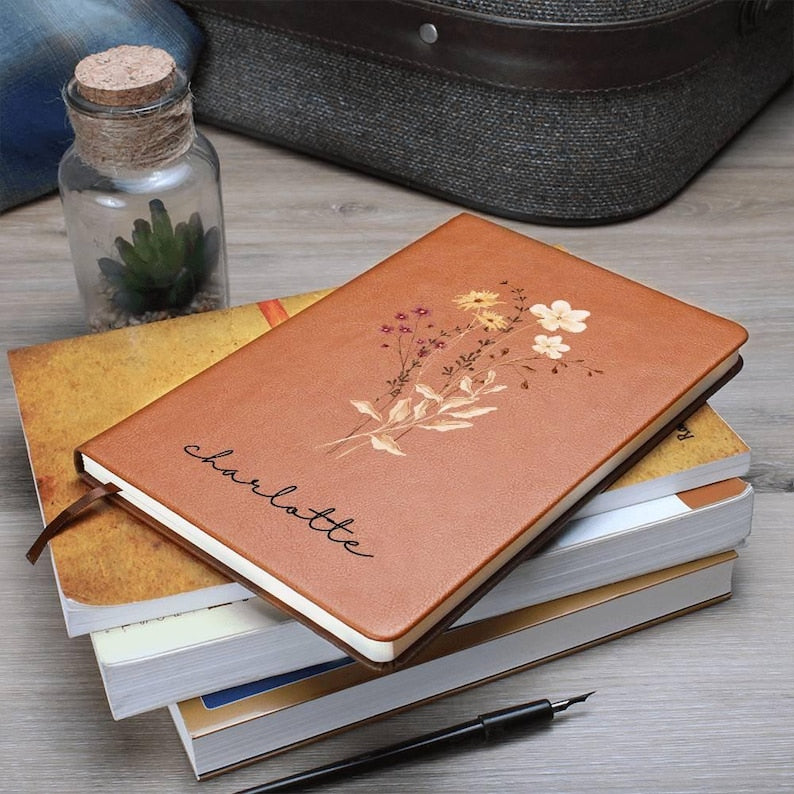 Wildflower Personalized Journal Custom Notebook For Women Personalized Gift For Her Floral Gratitude Journal Bridesmaid Gift For Mom