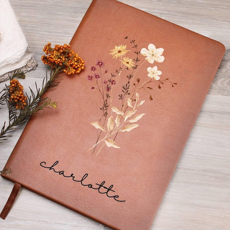Wildflower Personalized Journal Custom Notebook For Women Personalized Gift For Her Floral Gratitude Journal Bridesmaid Gift For Mom