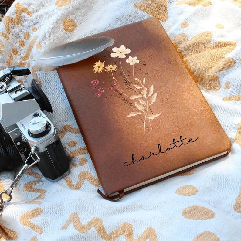 Wildflower Personalized Journal Custom Notebook For Women Personalized Gift For Her Floral Gratitude Journal Bridesmaid Gift For Mom