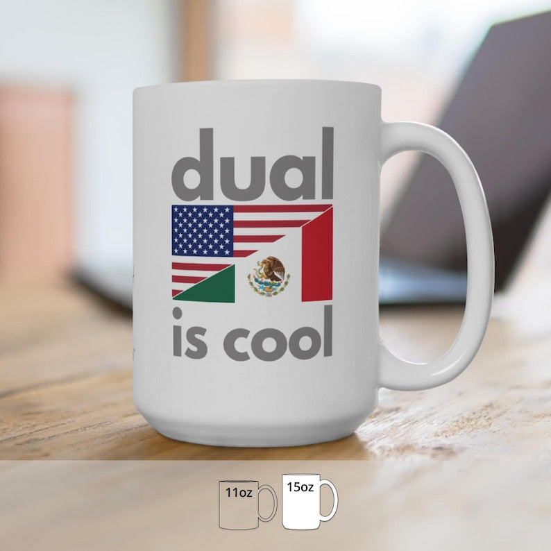 US Citizenship Gift Mug, Dual Citizenship, New American Citizen Mug, New American US Citizen Personalized Gift; Mug Split-Flag 1 US