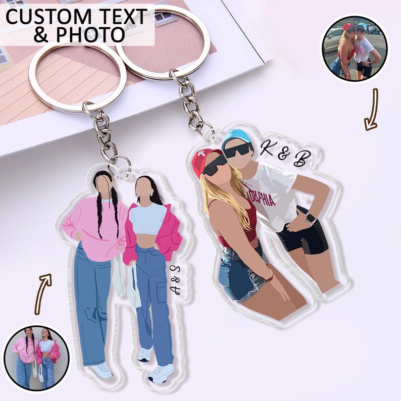Personalized Besties Photo Keychain, Custom Photo Keychain, Gift For Besties, Soul Sister Gift, Valentine Keychain, Gift For Best Friends