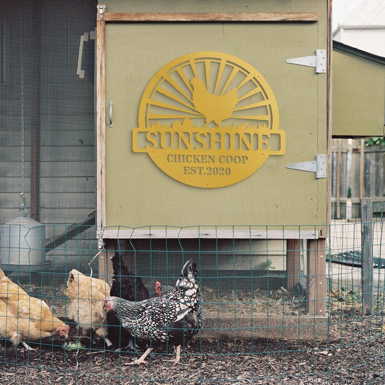 Custom Chicken Sign, Personalized Chicken Farm Sign, Metal Farm Sign, Custom Metal Chicken Coop Sign, Personalized Metal Chicken Art