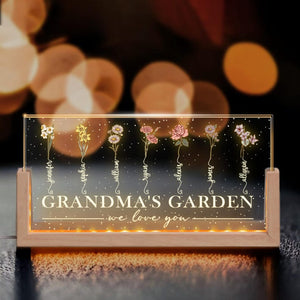 Personalized Grandmas Garden Birth Month Flower LED Night Light, Moms Garden Flower Light Up Sign, Mothers Day Gift for Grandma Mom Mama