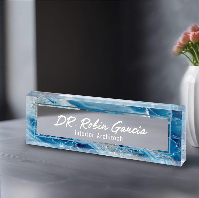 Desk Plaque - Personalized Acrylic Name Plate for Desk- Custom Name Sign - Professional Gift for Graduation, Promotion, New Job, Phd Gift
