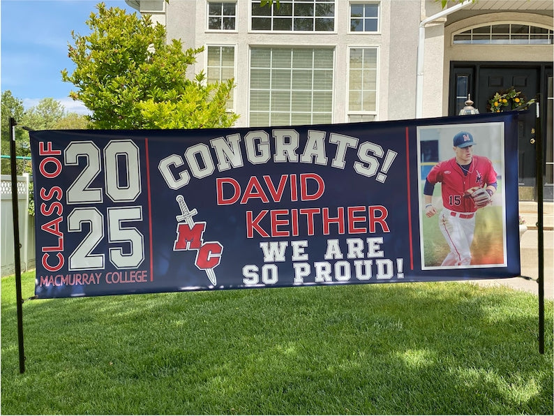 Graduation Banner 2025 - Graduation Banner Class of 2025 for High School, College or University with Pictures