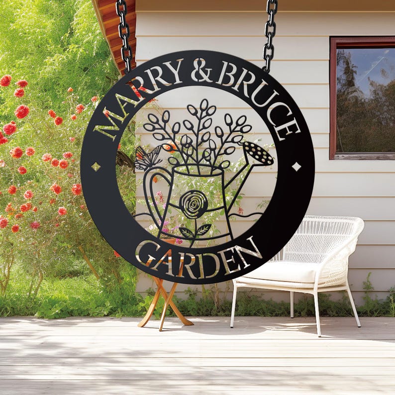 Custom Garden Sign, Garden Decor, Garden Wall Art, Personalised Metal Garden Name Sign, Gardening Gifts for Mom Dad Grandma