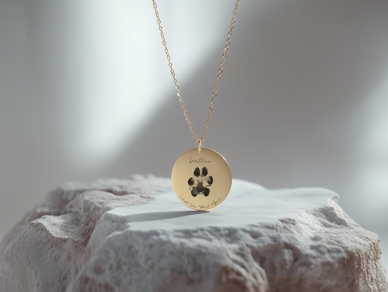 Dog Nose Print Necklace, Nose Imprint, Dog Paw, Silhouette, Custom Dog Nose Jewelry, Dog Memorial Necklace, Pet Memorial