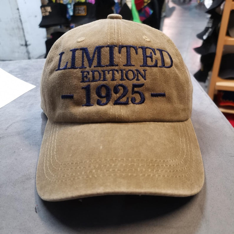 Custom Happy Birthday 50th 60th 70th 80th 90th Limited Edition Mum Dad Cotton Twill Personalised Cap 1945 1955 1965 Grandpa Grandma Gift Hat