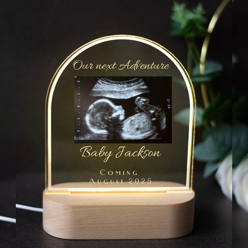 Personalized LED Light with Ultrasound, Pregnancy Announcement Gift, New Dad Gift, Baby Reveal Keepsake