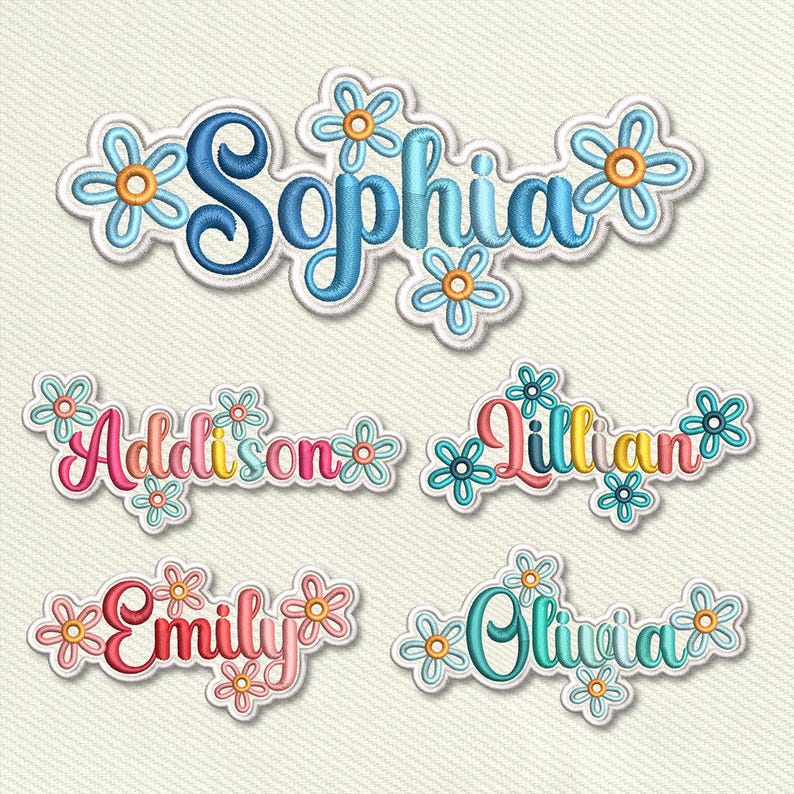 Embroidered Custom Daisy Name Patch, Colorful Flower Name Patch, Iron On Patches for Clothing, Hats, Backpacks, Custom Name Patch