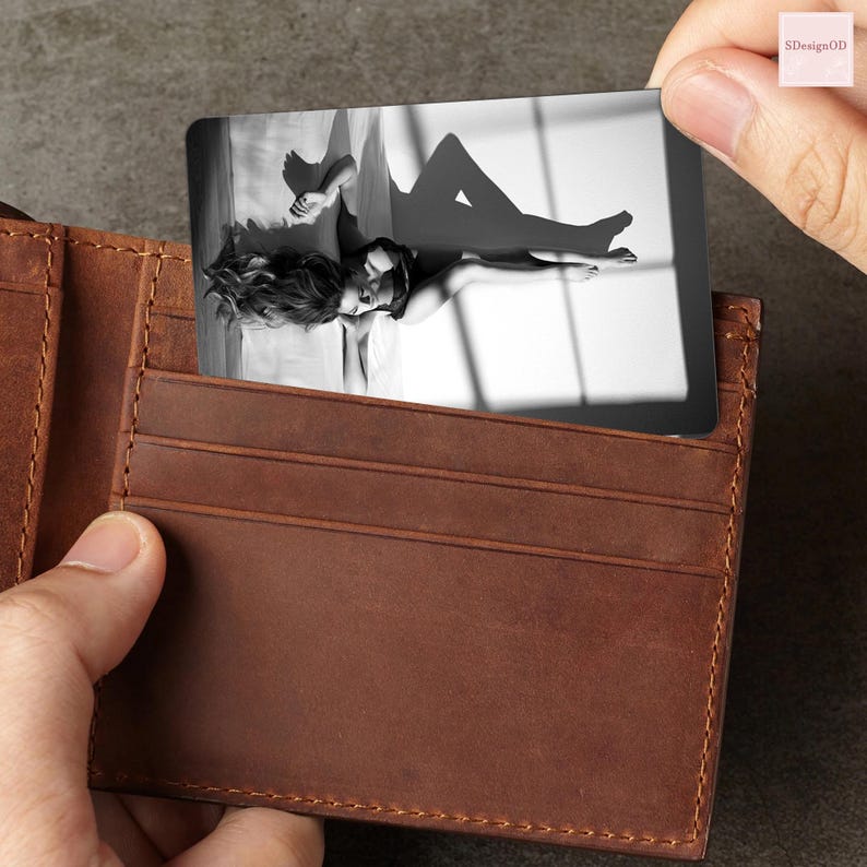 Custom Boudoir Metal Wallet Card Gift for Him, Boudoir Wallet Insert, Wallet Accessories For Men, Anniversary Gift, Husband Gift Wife Gift