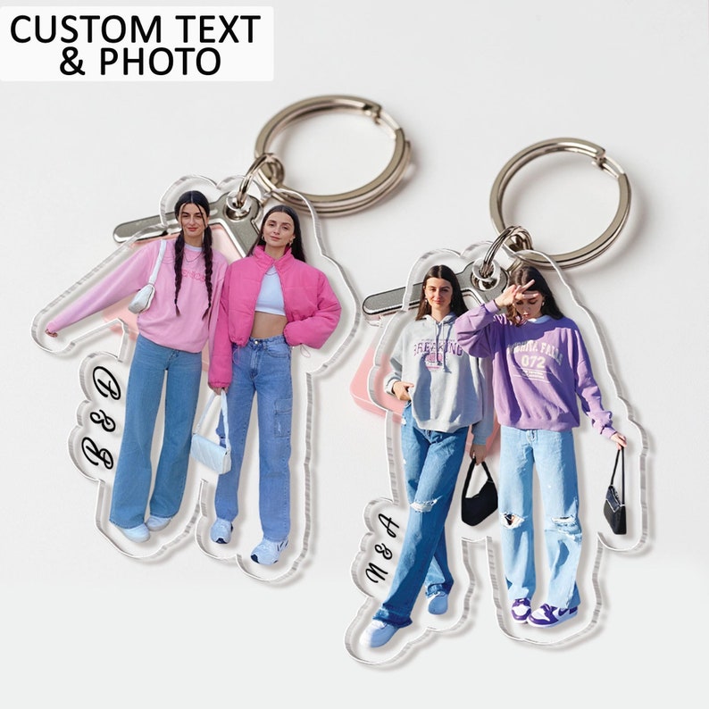 Personalized Besties Keychain, Custom Besties Photo Keychain, Birthday Gift For Besties, Galentine Gift For Best Friends, Soul Sister Gift