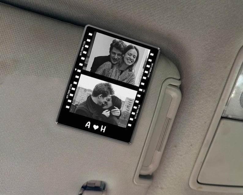 Valentines Gift For Him, Photo Car Visor Clip, Car Accessories, Custom Visor Clip Photo, Custom Couple Photo Car Decorations, Car Charms