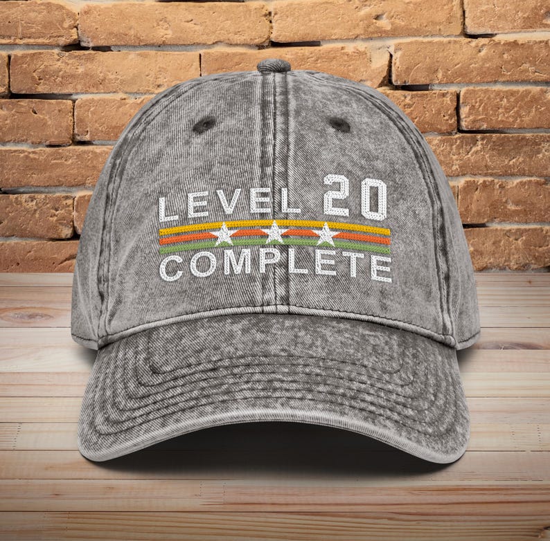 20 Years Wedding Anniversary Retro Vintage Embroidered hat for Husband and Wife Level 20 Complete Hat 20th Anniversary Gifts for