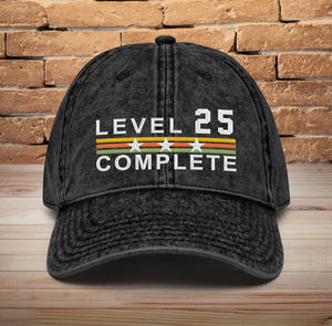 25 Years Wedding Anniversary Retro Vintage Embroidered hat for Husband and Wife Level 25 Complete Hat 25th Anniversary Gifts for