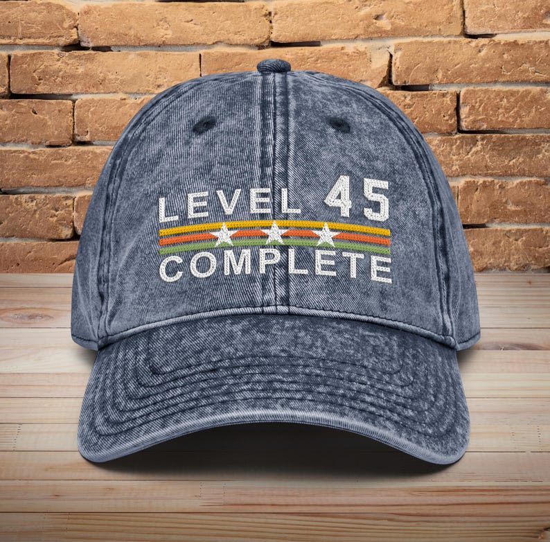 45 Years Wedding Anniversary Retro Vintage Embroidered hat for Husband and Wife Level 45 Complete Hat 45th Anniversary Gifts for