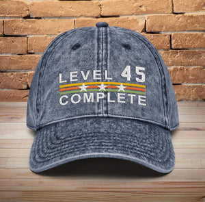 45 Years Wedding Anniversary Retro Vintage Embroidered hat for Husband and Wife Level 45 Complete Hat 45th Anniversary Gifts for