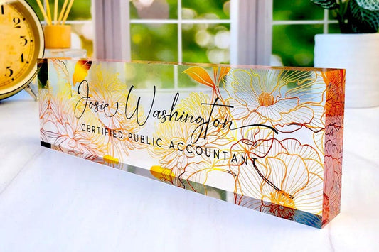 Custom Name Plate for Desk | Office Decor | Desk Nameplate | Personalized Gift | Acrylic Plaque | Gift for Women | Gift for Lady