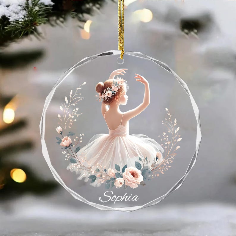 Custom Name Ballerina Ornament, Ballet Christmas Ornament, Dance Ornament, Girl Dancing Ornament, Custom Ornament For Girls, Gifts For Kids