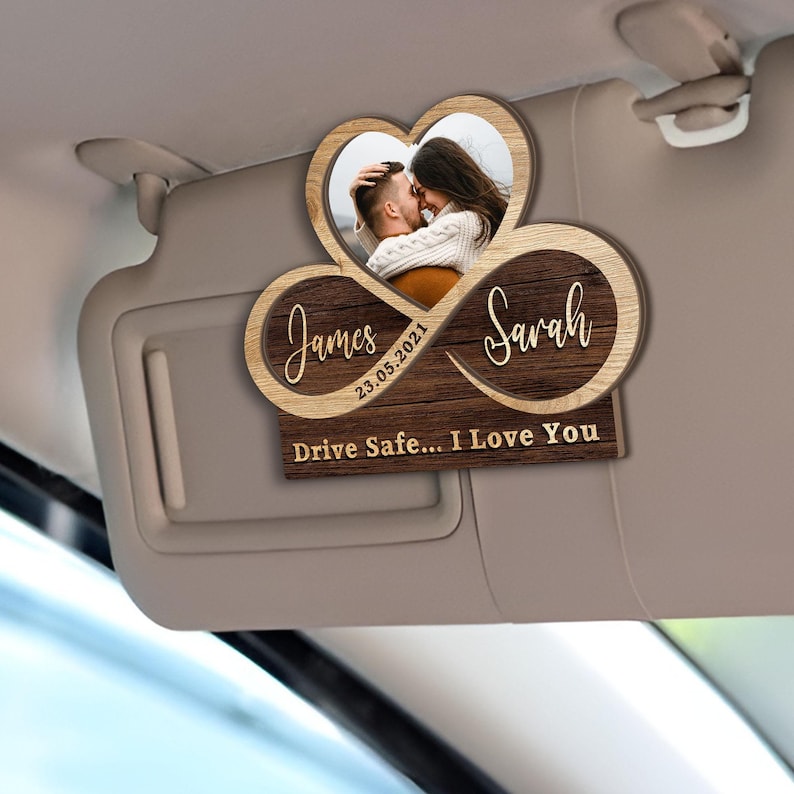 Custom Photo Car Visor Clip, Boyfriend Husband Gifts, Valentines Day Gift for Boyfriend, Gift for Him, Drive Safe, Sun Visor Picture Clip