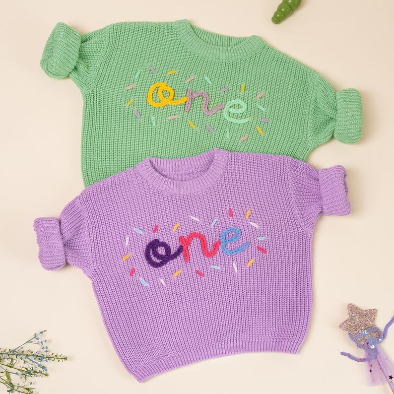 Personalized First Birthday Baby Sweater,Handmade One baby Sweater,Fall/Winter Baby Outfit,Custom Baby 1st Birthday, Custom Boy/Girl Outfit