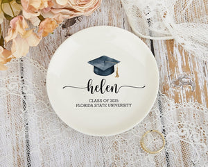 Personalized Graduation Jewelry Dish: Ceramic Ring Dish, Gift for Her, Class of 2026 Gifts