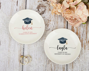 Personalized Graduation Jewelry Dish: Ceramic Ring Dish, Gift for Her, Class of 2026 Gifts