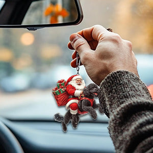 2D Flat Funny Black Poodle Ornament, Poodle Dog, Santa and Dog Ornament, Car Hanging Ornament, Christmas Gift, Dog Lover Gifts