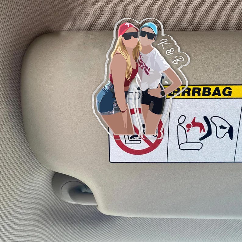 Bestie Gift For Her, Drive Safe Photo Visor Clip, Faceless Portrait Visor Clip, Gift For Boyfriend, Drive Safe Sun Visor Picture Clip