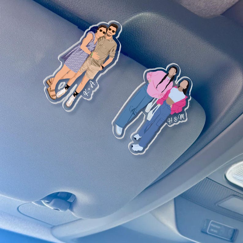 Bestie Gift For Her, Drive Safe Photo Visor Clip, Faceless Portrait Visor Clip, Gift For Boyfriend, Drive Safe Sun Visor Picture Clip