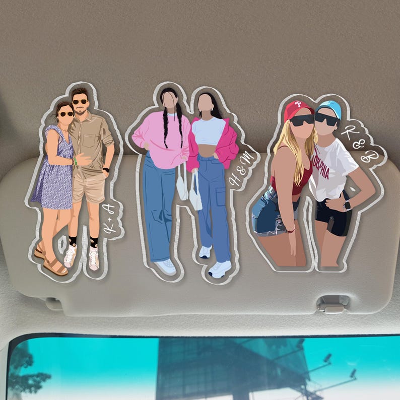 Bestie Gift For Her, Drive Safe Photo Visor Clip, Faceless Portrait Visor Clip, Gift For Boyfriend, Drive Safe Sun Visor Picture Clip