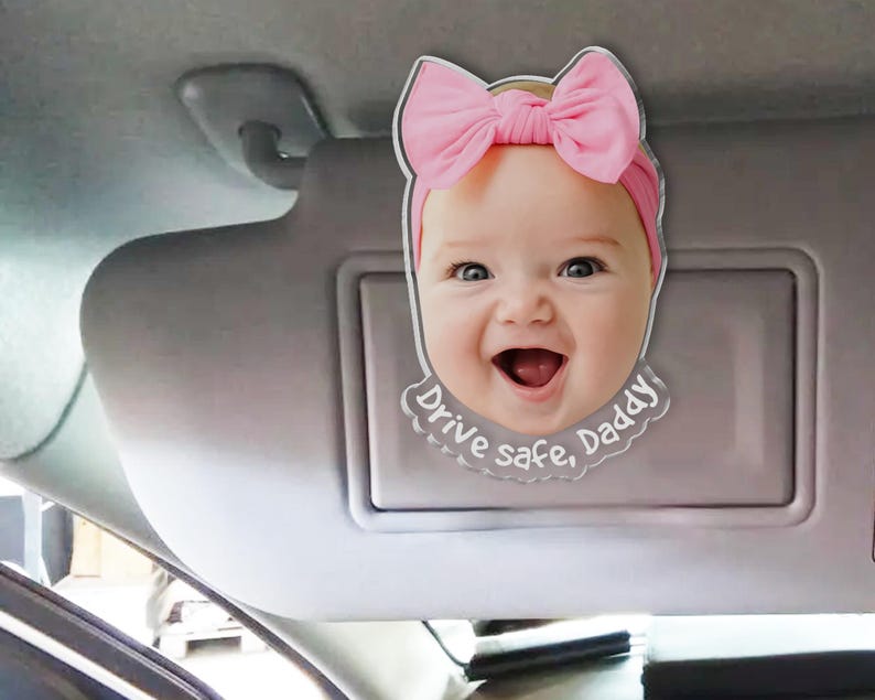 Picture Car Visor Clip, Custom Baby Face Sun Visor Clip, Dad Christmas Gift, Valentines Day Gift for Husband, Custom Photo Sun Visor Clip