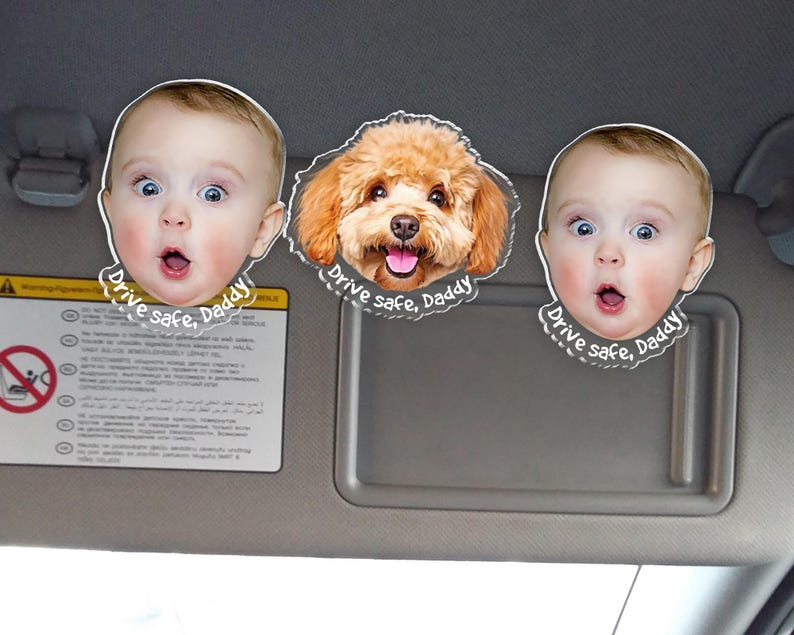 Picture Car Visor Clip, Custom Baby Face Sun Visor Clip, Dad Christmas Gift, Valentines Day Gift for Husband, Custom Photo Sun Visor Clip