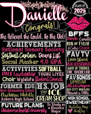 Class of 2025 Gifts Girls, 2025 Graduation Gift ideas for Seniors Unique | Daughters Senior Graduation Party Signs Personalized Metal Sign, Modern Grad