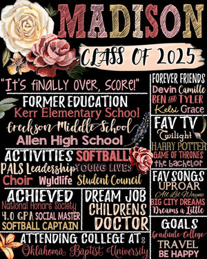 Class of 2025 Gifts Girls, 2025 Graduation Gift ideas for Seniors Unique | Daughters Senior Graduation Party Signs Personalized Metal Sign, Modern Grad