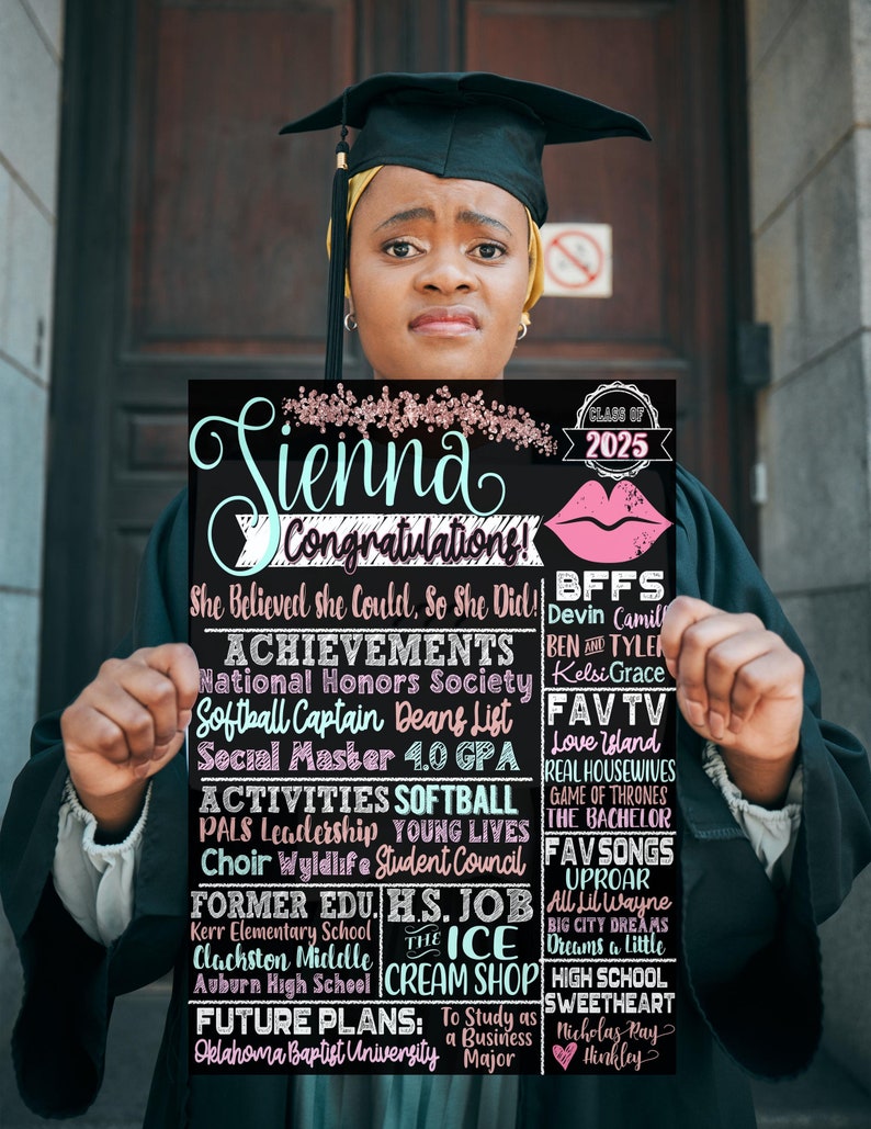 Class of 2025 Gifts Girls, 2025 Graduation Gift ideas for Seniors Unique | Daughters Senior Graduation Party Signs Personalized Metal Sign, Modern Grad