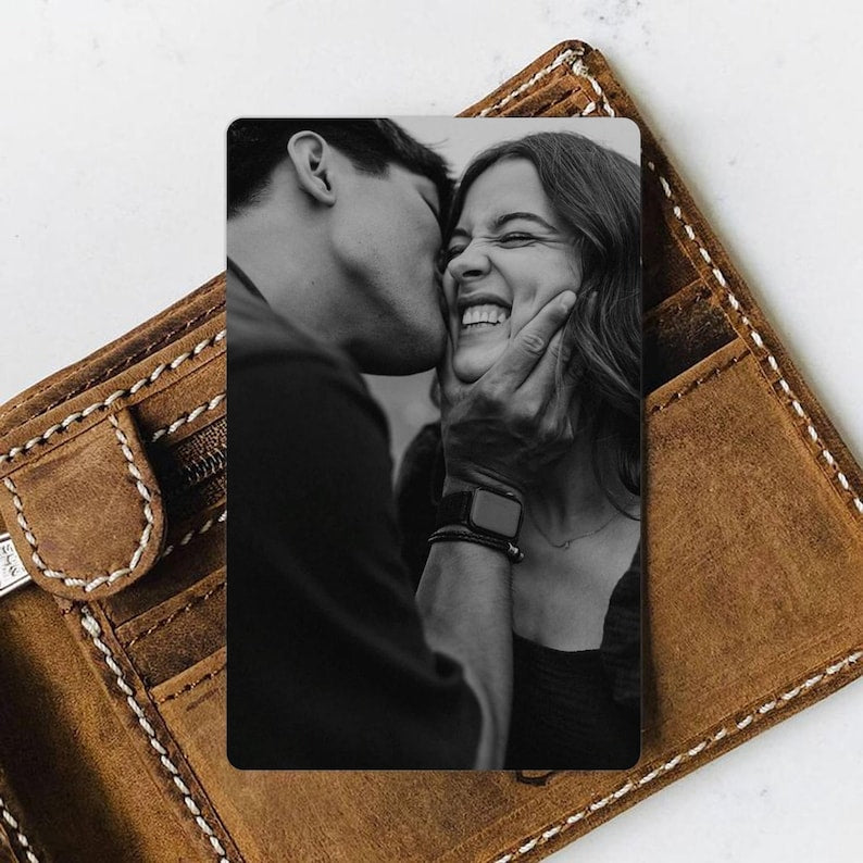 Custom Metal Wallet Card, Star Map Constellation, Couple Photo Wallet Card, Anniversary Gift for Boyfriend, Husband, Photo Love Note Card