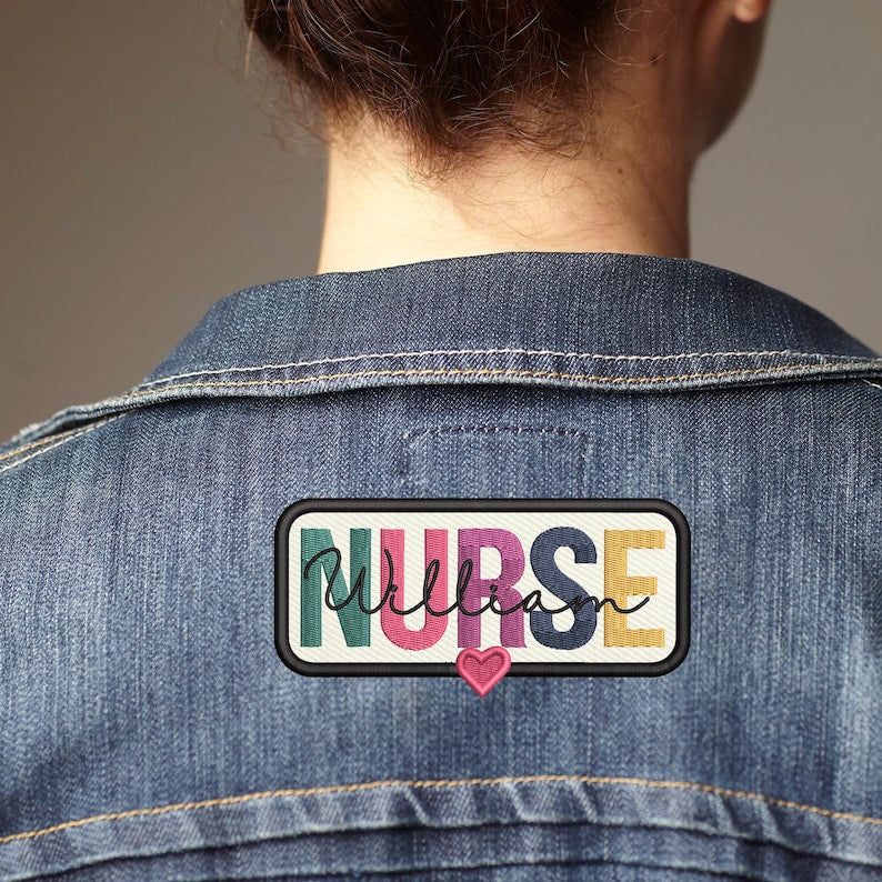 Personalized Embroidered Nurse Patches, Custom Name Patch for RN, New Nurse Gift, Sewn/Iron On Patches For Clothes Backpacks, Velcro Patch