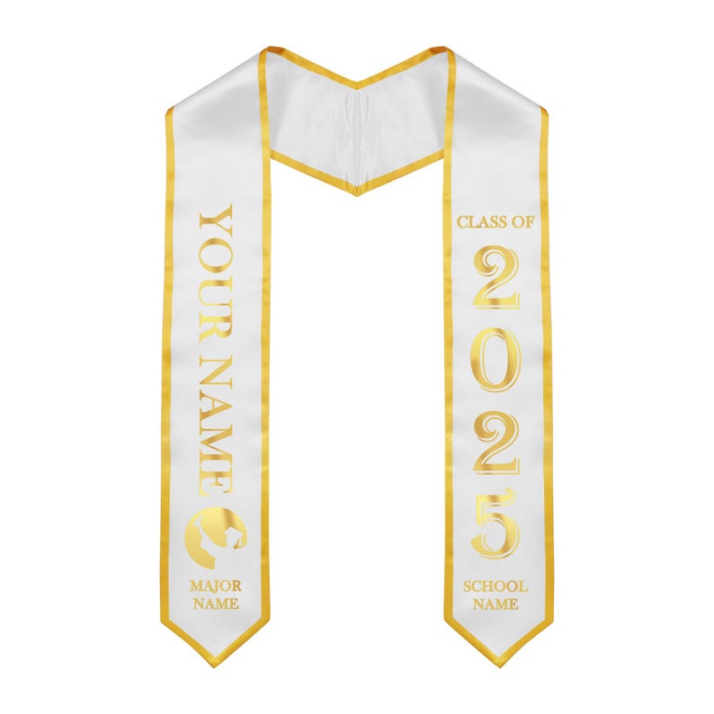 Graduation Stole, Personalized College Graduation Sash Custom Text, Stole for Graduation Classic Graduation Accessory, 3 Color Options