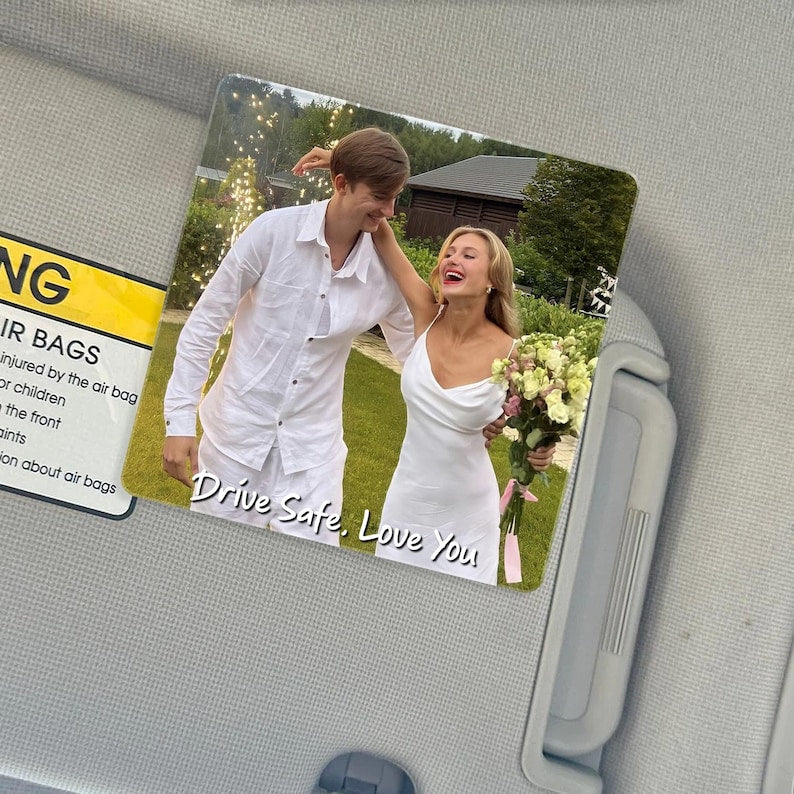 Personalized Valentine's Day Gift For Him, Custom Photo Car Visor Clip, Boyfriend Husband Gifts, Custom Drive Safe Sun Visor Picture Clip