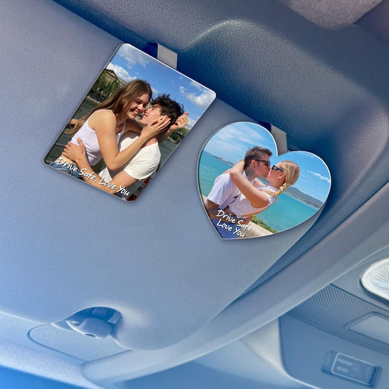 Personalized Valentine's Day Gift For Him, Custom Photo Car Visor Clip, Boyfriend Husband Gifts, Custom Drive Safe Sun Visor Picture Clip