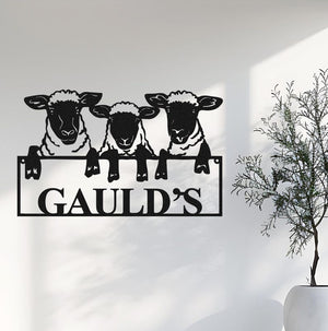 Sheep Farm Metal Sign, Custom Metal Sheep Sign,Personalized Three Sheep Metal Wall Art,Sheep Farm Decor Outdoor,Ranch Barn Sign