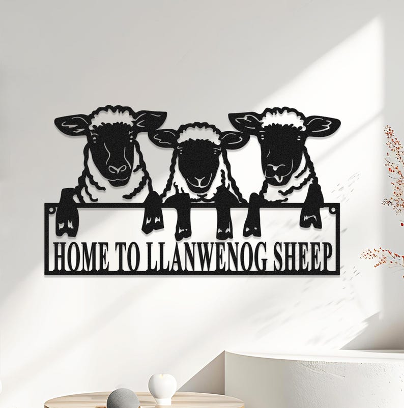 Sheep Farm Metal Sign, Custom Metal Sheep Sign,Personalized Three Sheep Metal Wall Art,Sheep Farm Decor Outdoor,Ranch Barn Sign