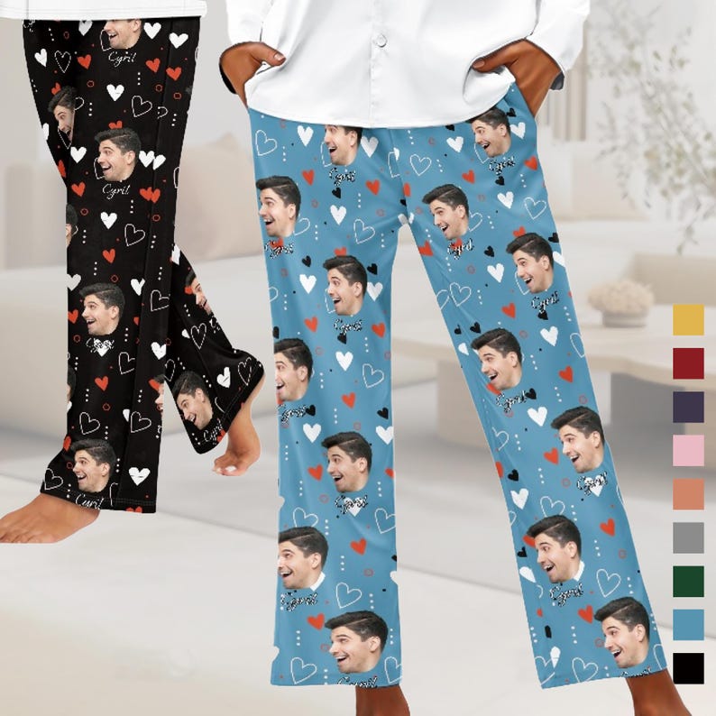 Personalized Pants Pajamas,Custom Face Pajama Pants,Custom Pj Pants,Photo Pajama,Dog Pajamas,Valentine's Day Photo Gift For Her Him,Gifts