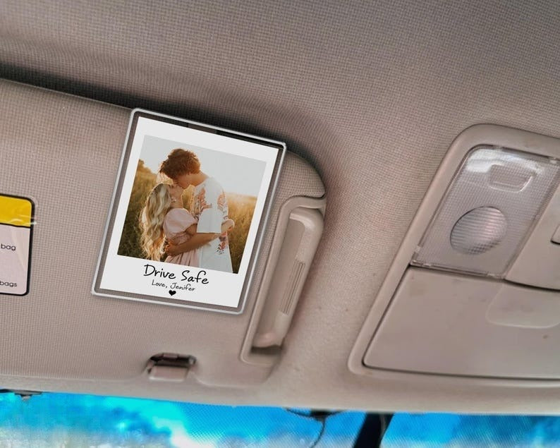 Custom Photo Car Visor Clip, Valentine's Day Gift For Him, Boyfriend Husband Gift Drive Safe Sun Visor Clip, Boyfriend Car Accessories