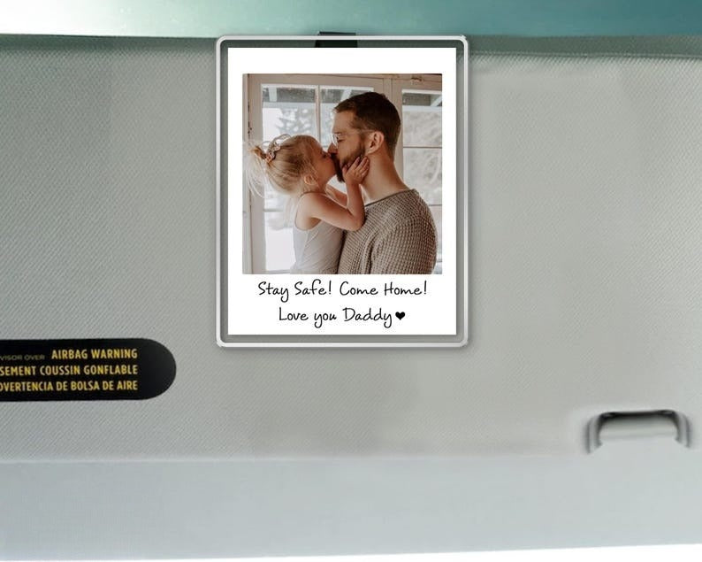 Custom Photo Car Visor Clip, Valentine's Day Gift For Him, Boyfriend Husband Gift Drive Safe Sun Visor Clip, Boyfriend Car Accessories